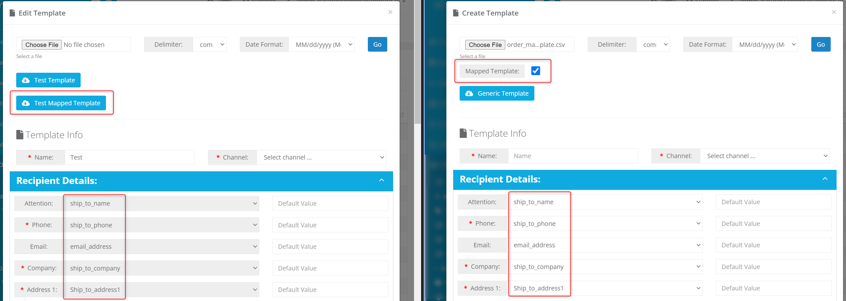 Downloadable Template Mappings