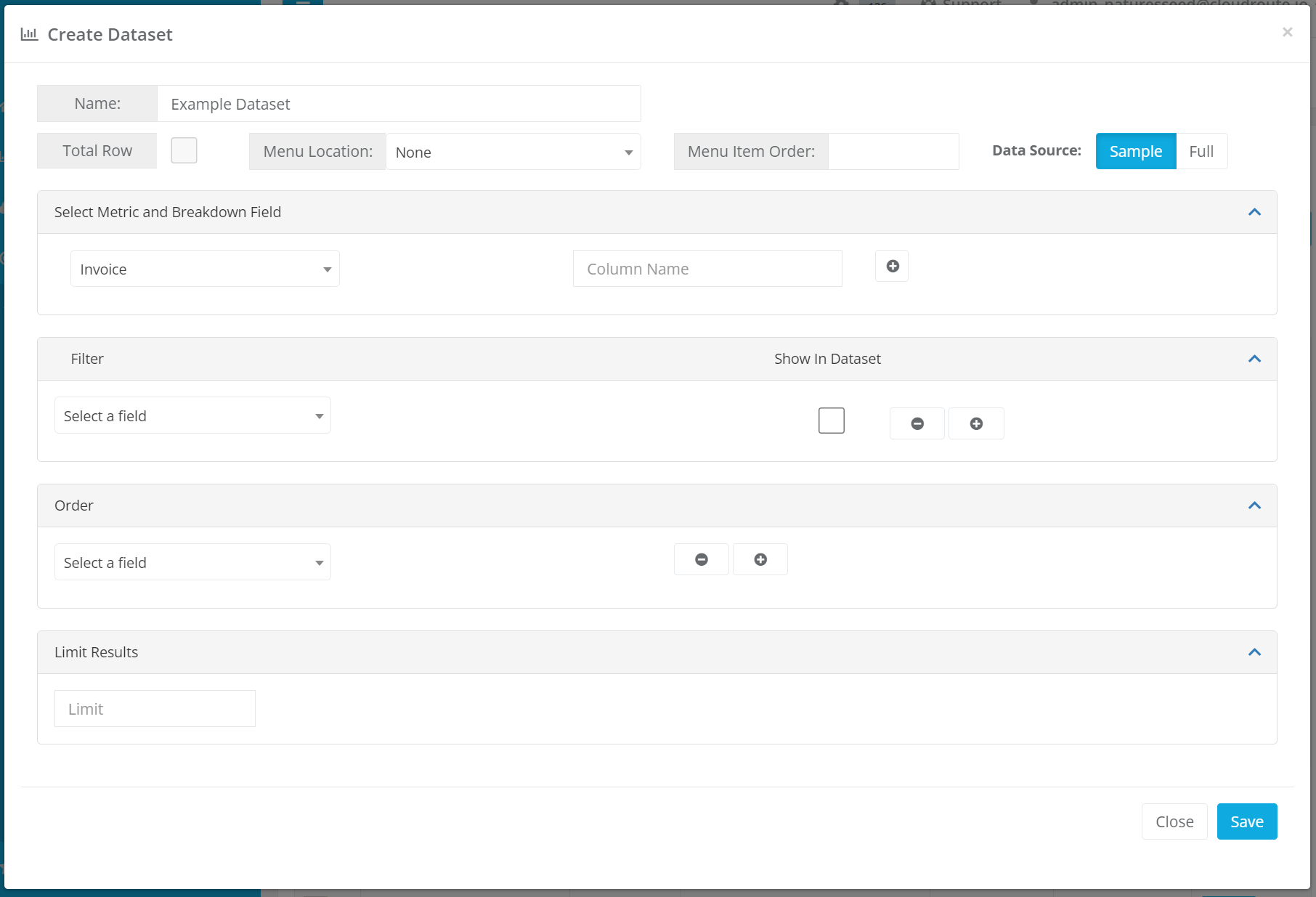 Create dataset from sample