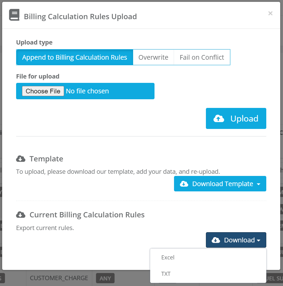 XLSX support for Billing Calculation Rules