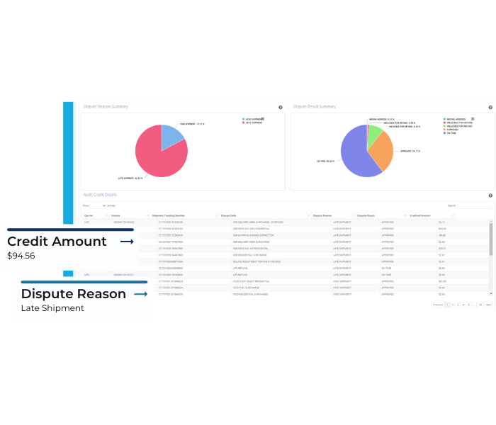 Parcel Audit Software Dashboards